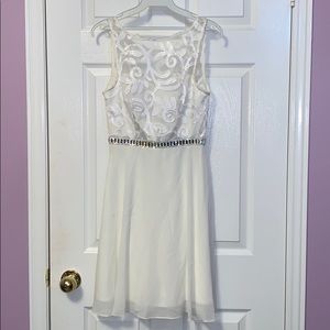 DFL Los Angeles White Cocktail Dress + Shawl